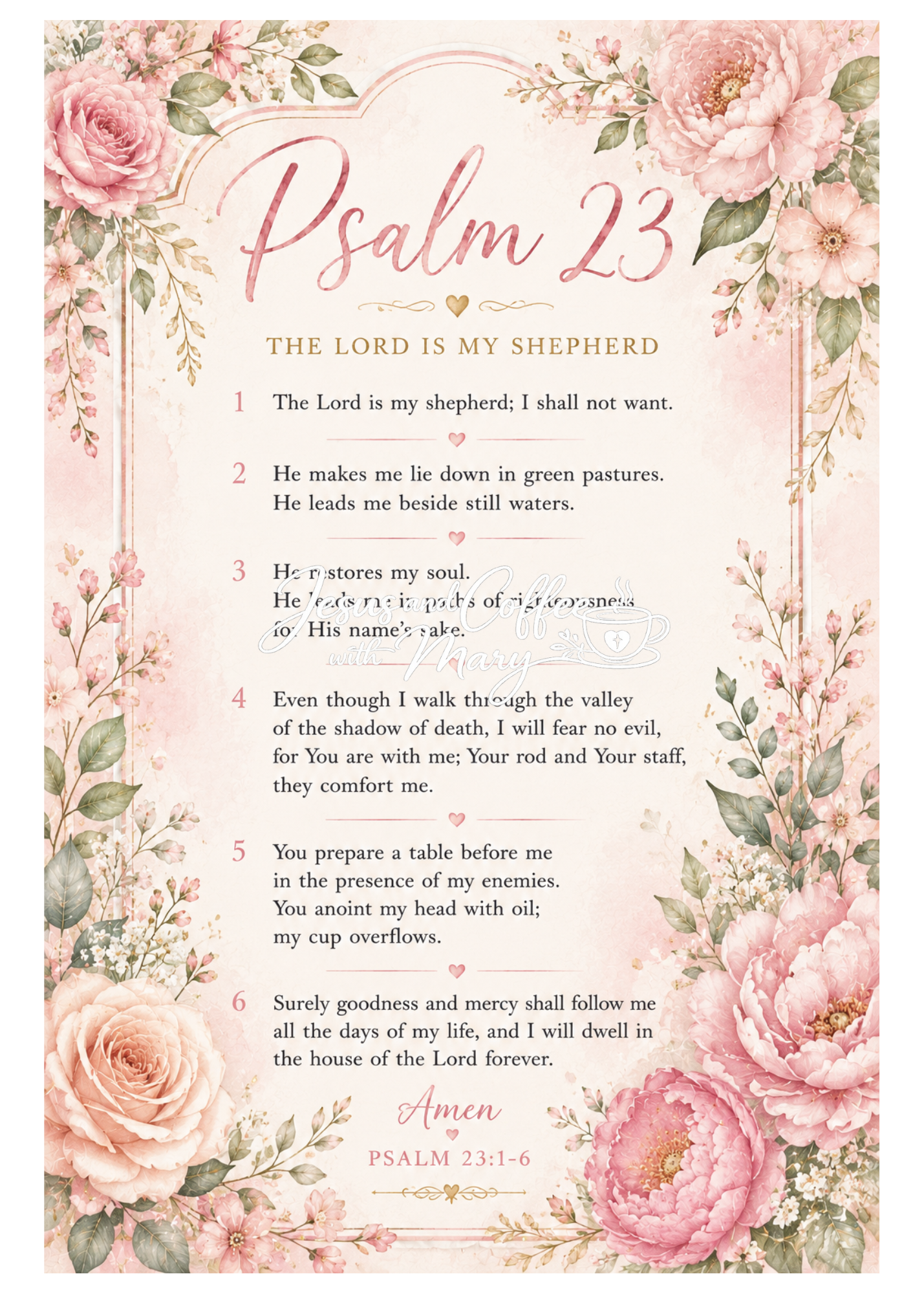 Psalm 23 | Printable Bible Journaling Inserts PDF