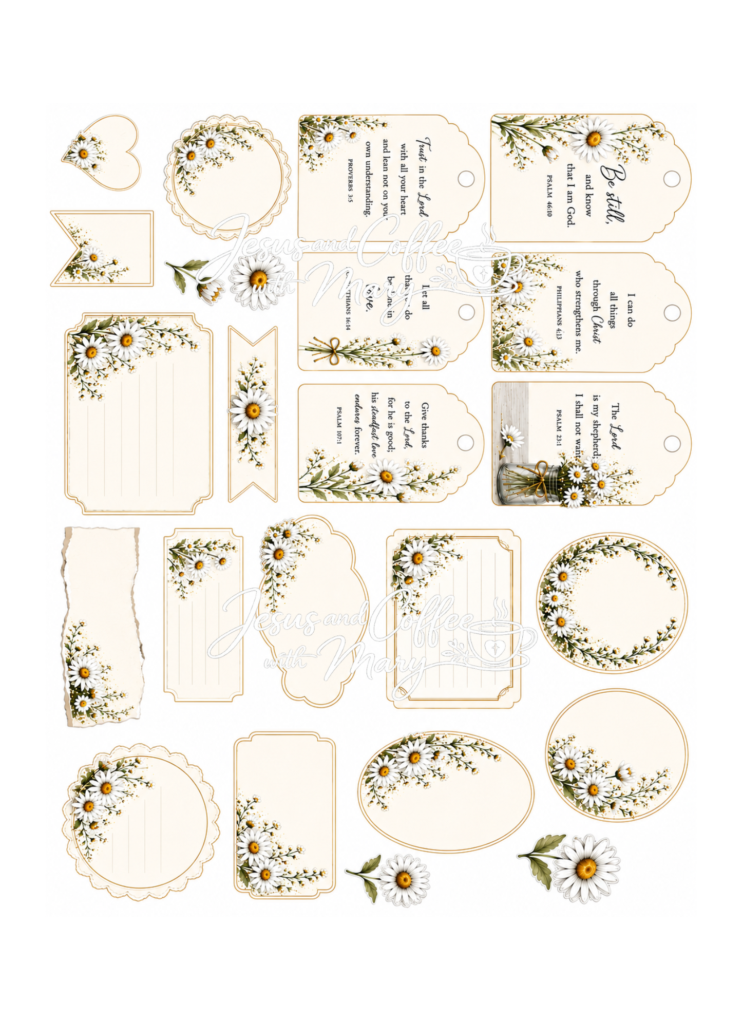 HUGE Daisy Bible Tip-Ins | Printable Bible Journaling PDF