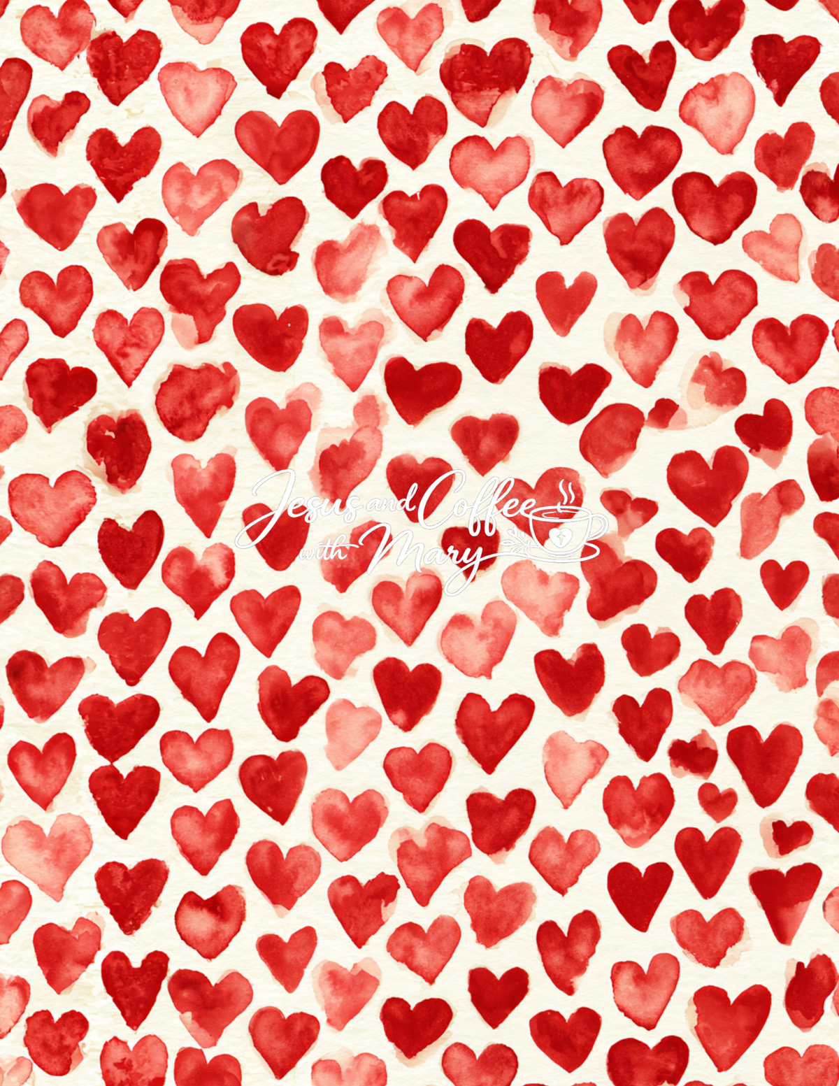 Watercolor Hearts Mega Paper Pack – 44 Printable Digital Papers