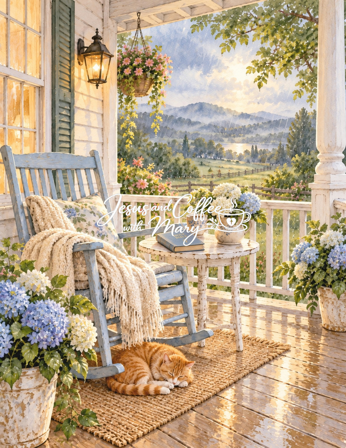 Rocking Chair Front Porch Watercolor Printable Papers - 24 Cozy Designs