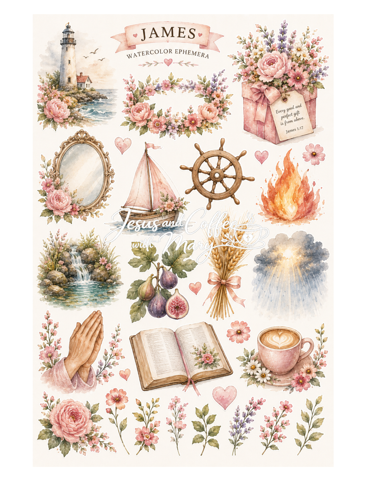 Book of James Bible Journaling Printable Set | Scripture Tip-Ins, Ephemera & Faith-Based Printables