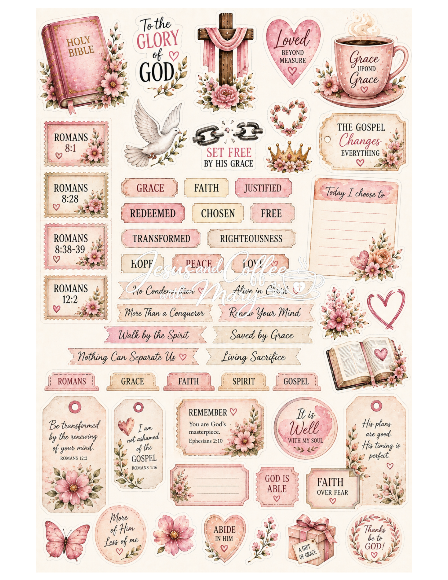 Romans Bible Study Tip-Ins & Ephemera Printable Set | Christian Bible Journaling PDF