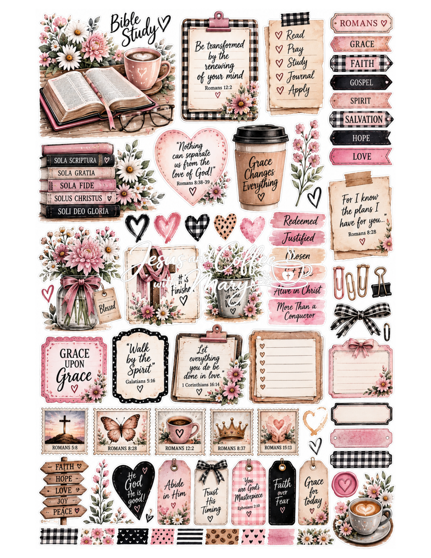 Romans Bible Study Tip-Ins & Ephemera Printable Set | Christian Bible Journaling PDF