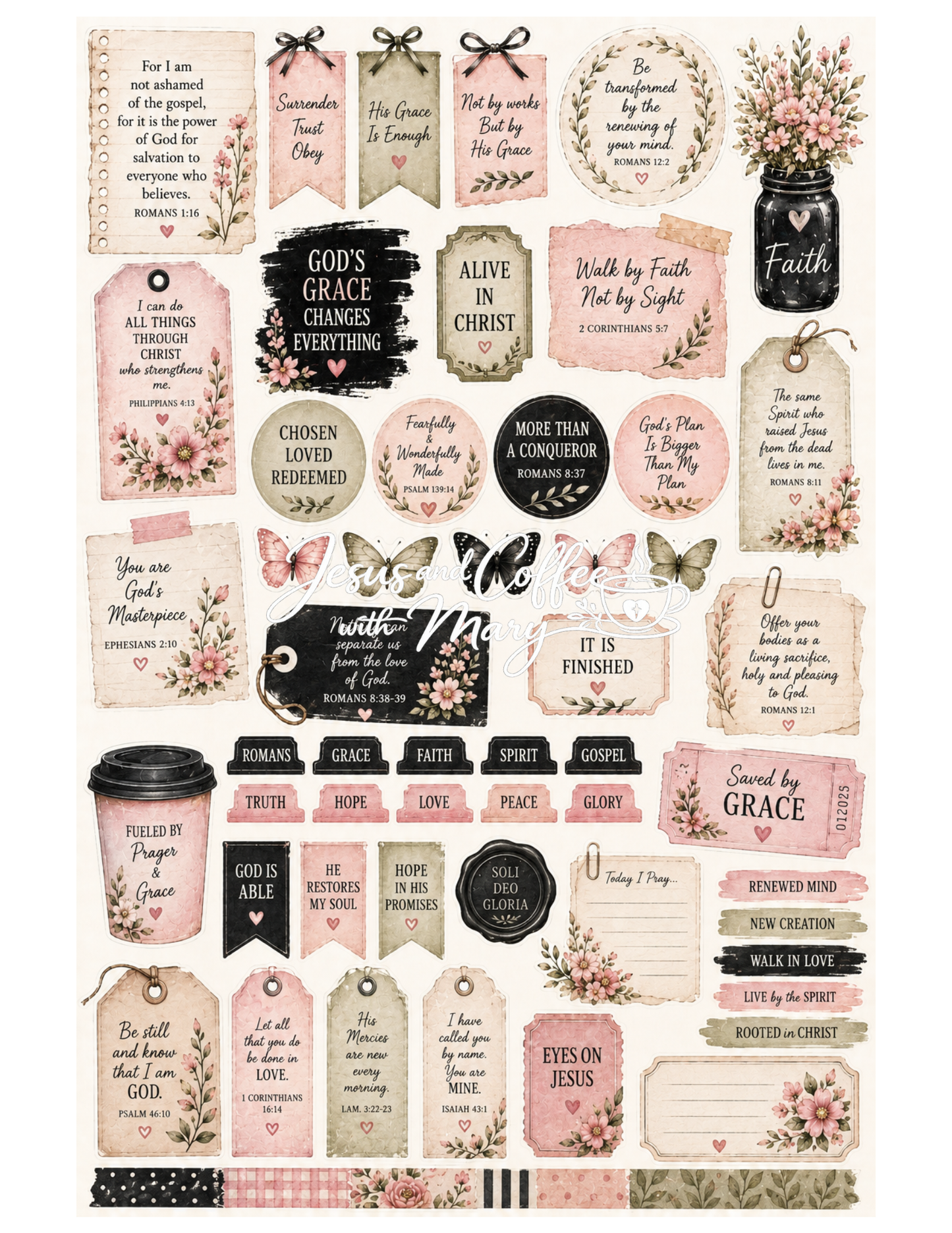 Romans Bible Study Tip-Ins & Ephemera Printable Set | Christian Bible Journaling PDF
