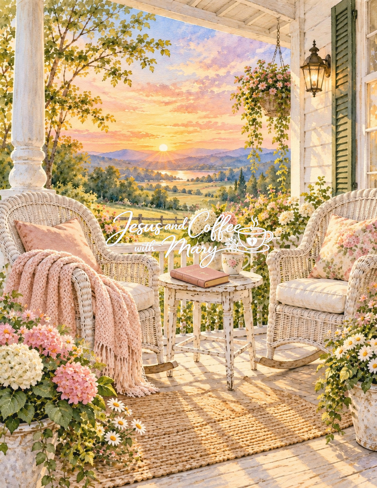 Rocking Chair Front Porch Watercolor Printable Papers - 24 Cozy Designs