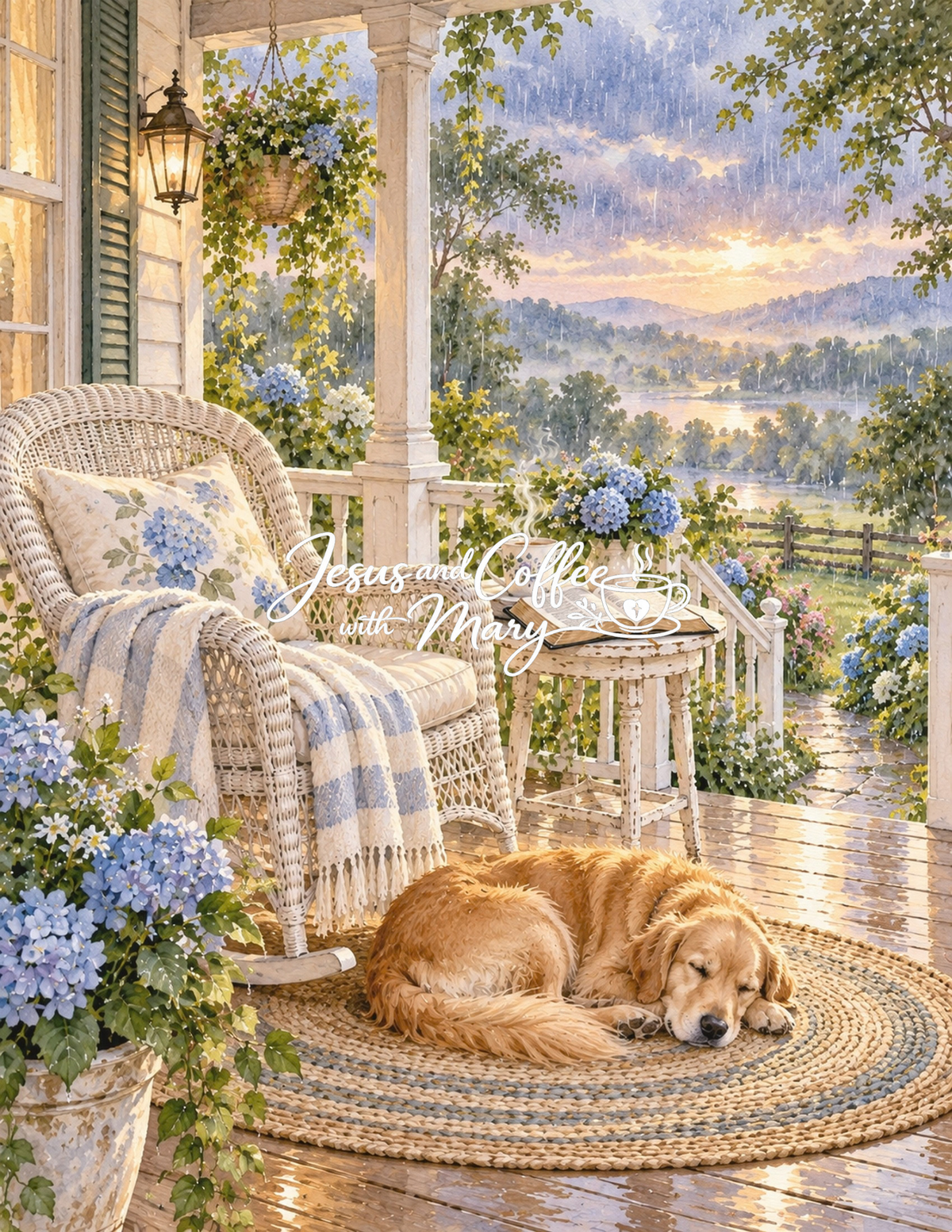 Rocking Chair Front Porch Watercolor Printable Papers - 24 Cozy Designs