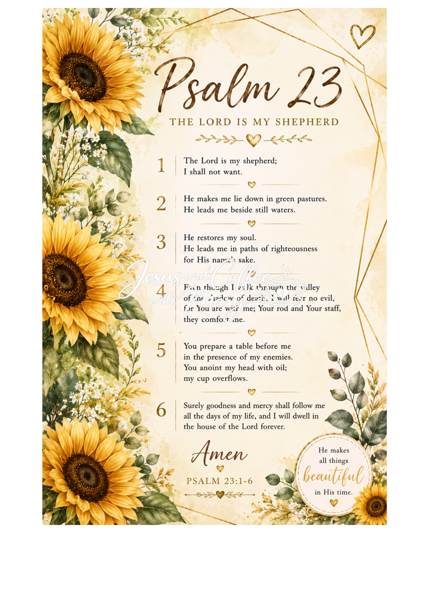 Psalm 23 | Printable Bible Journaling Inserts PDF