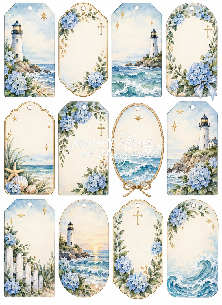 Lighthouse & Water Printable Papers, Tags & Ephemera