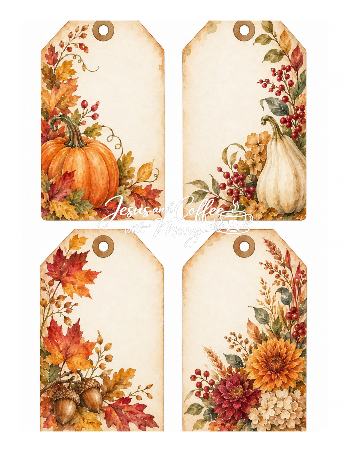 Autumn Printable Paper, Tags & Ephemera | Pumpkin Fall Digital Download