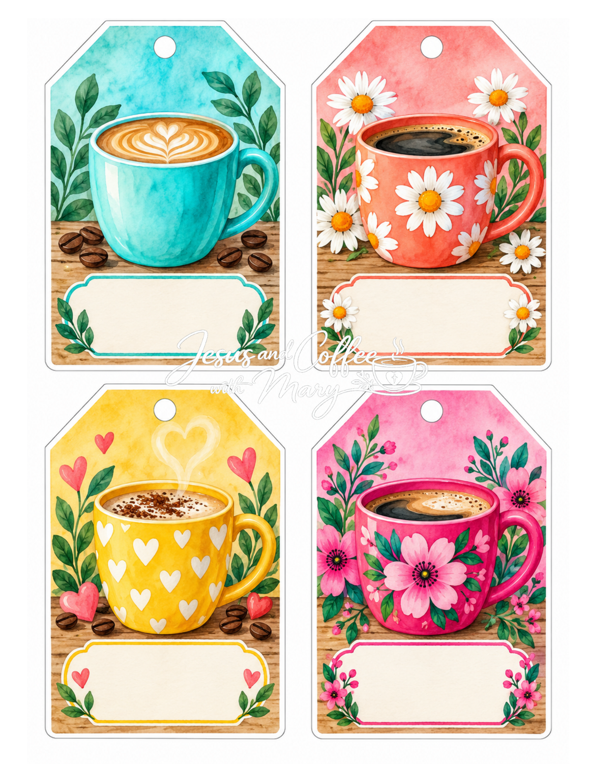 Bright & Modern Coffee Paper , Tags & Ephemera Set