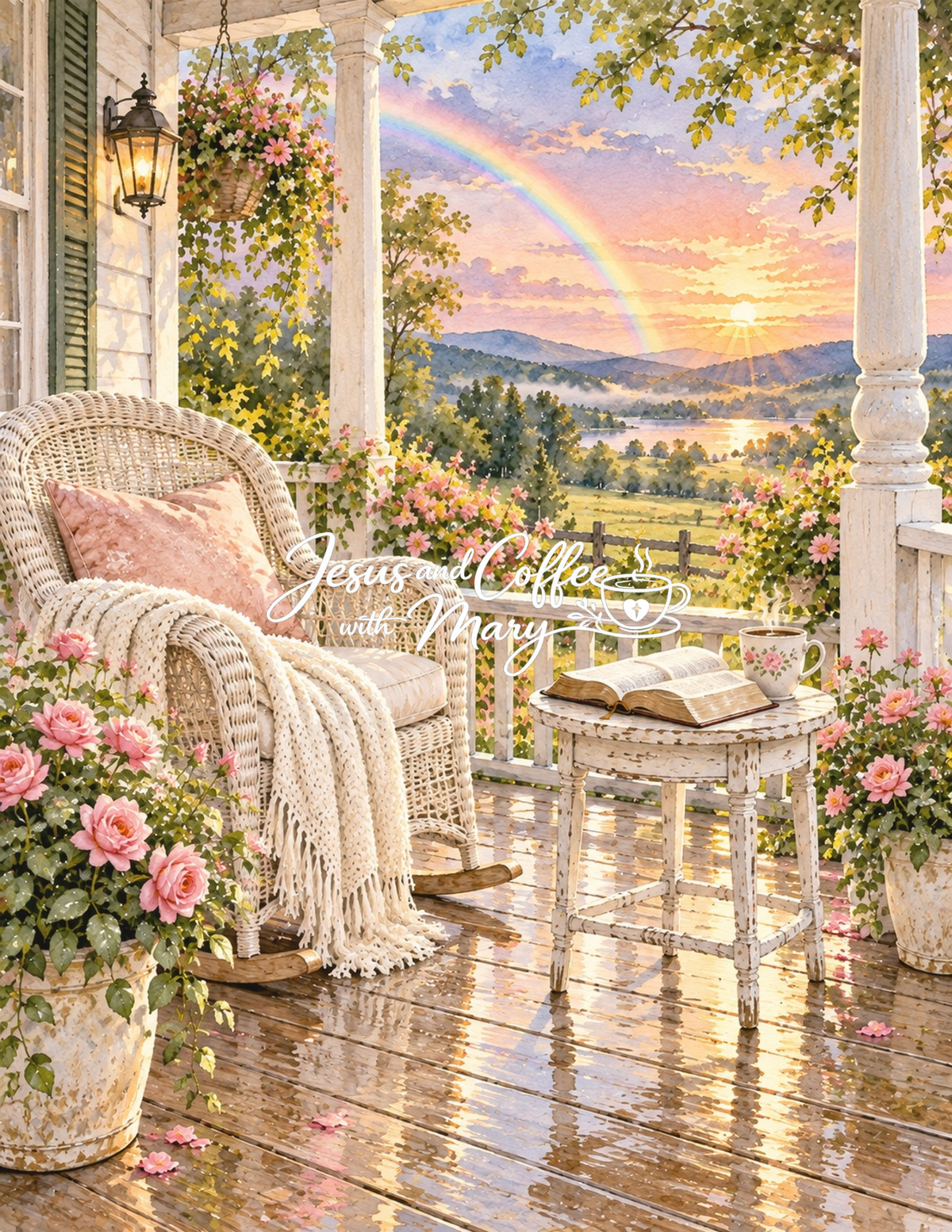 Rocking Chair Front Porch Watercolor Printable Papers - 24 Cozy Designs