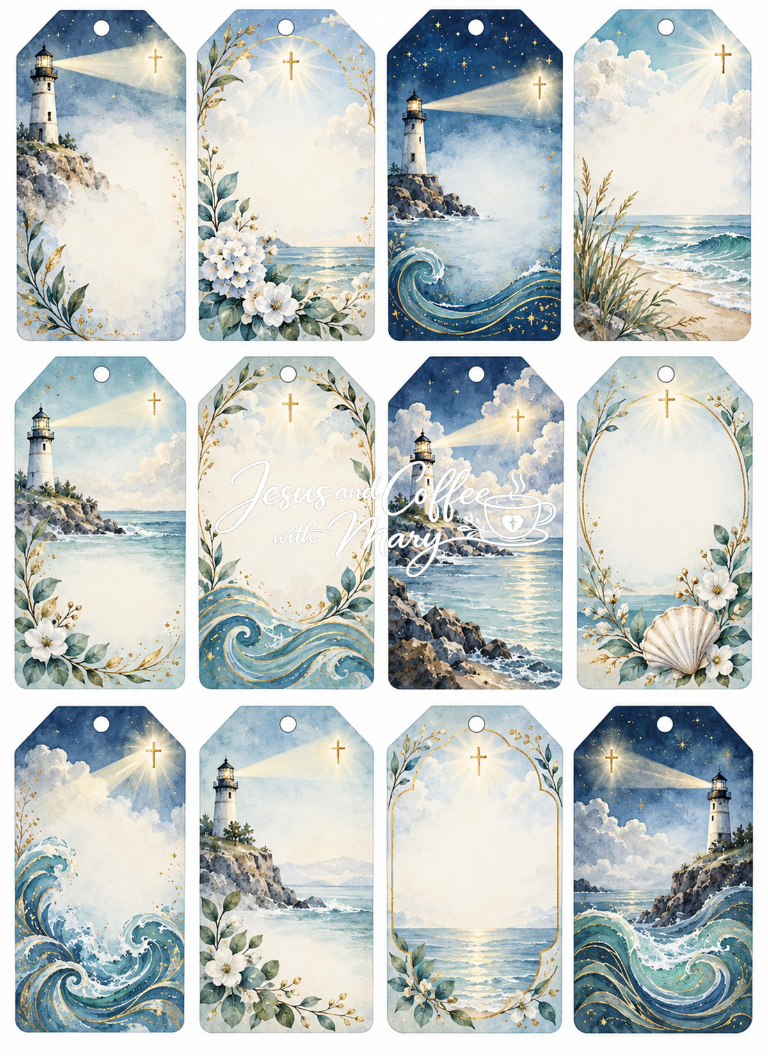 Lighthouse & Water Printable Papers, Tags & Ephemera