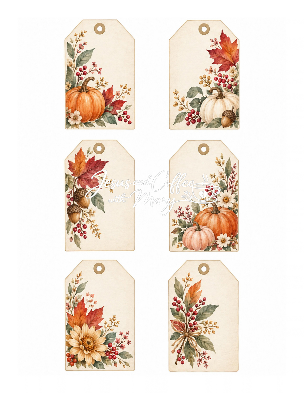 Autumn Printable Paper, Tags & Ephemera | Pumpkin Fall Digital Download