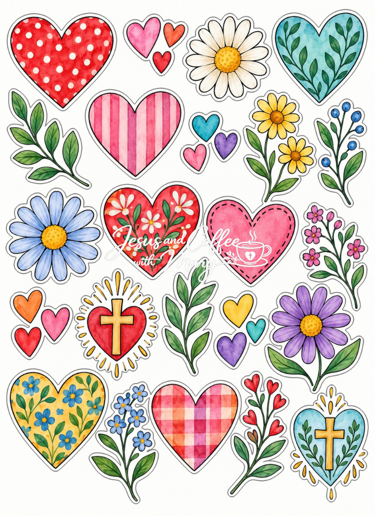 Whimsical Hearts Printable Papers, Tags & Ephemera Set