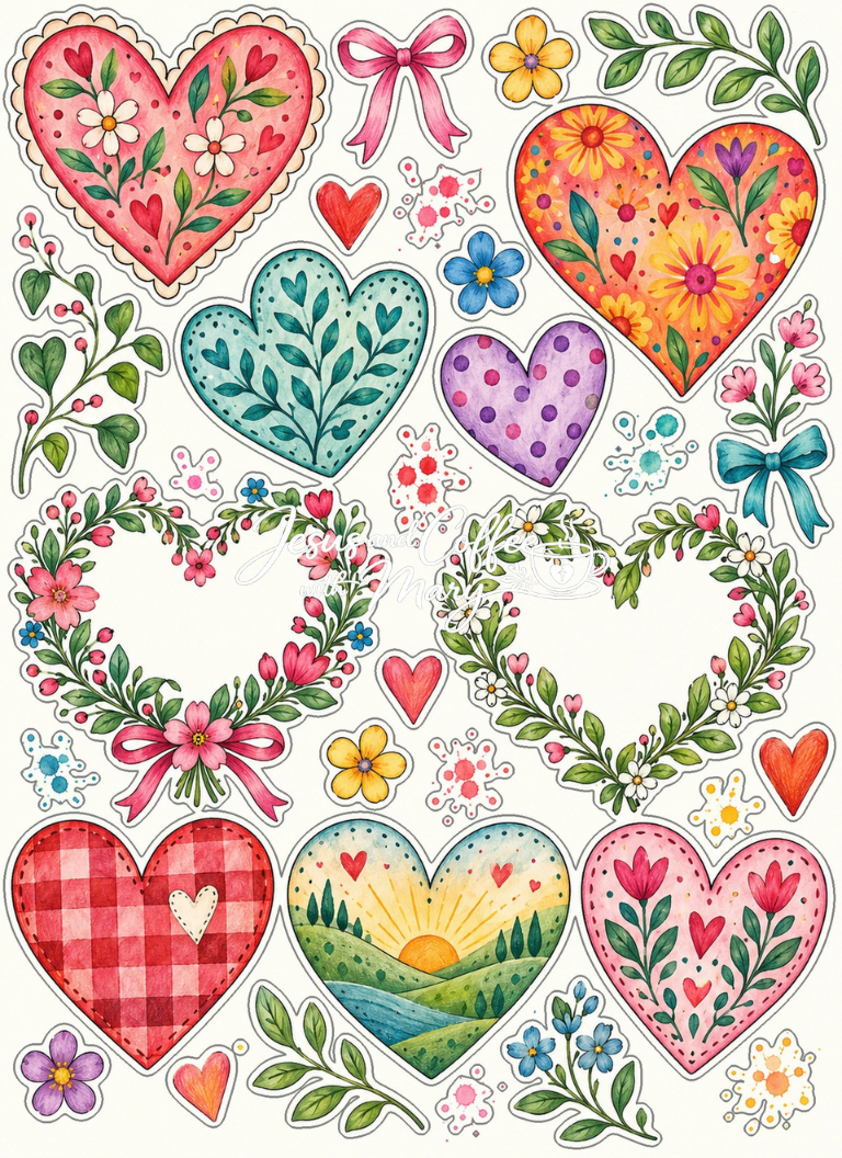 Whimsical Hearts Printable Papers, Tags & Ephemera Set
