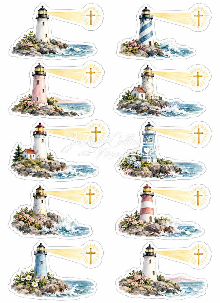 Lighthouse & Water Printable Papers, Tags & Ephemera