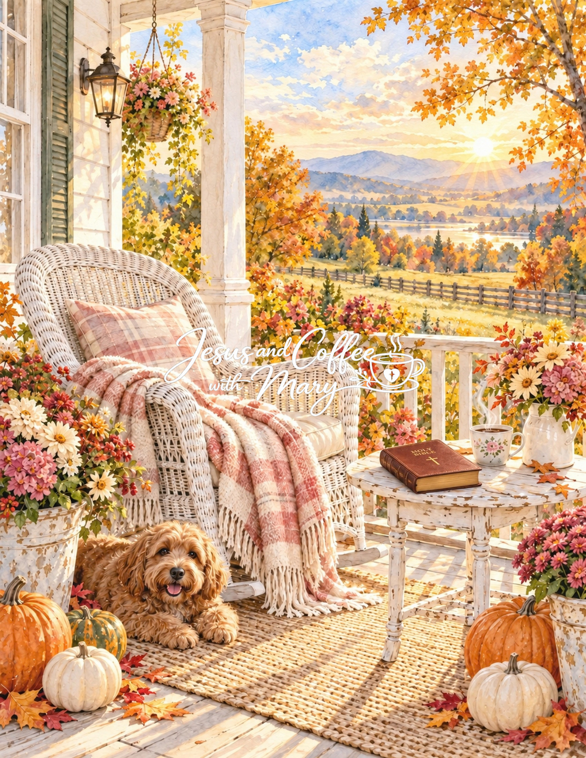 Rocking Chair Front Porch Watercolor Printable Papers - 24 Cozy Designs