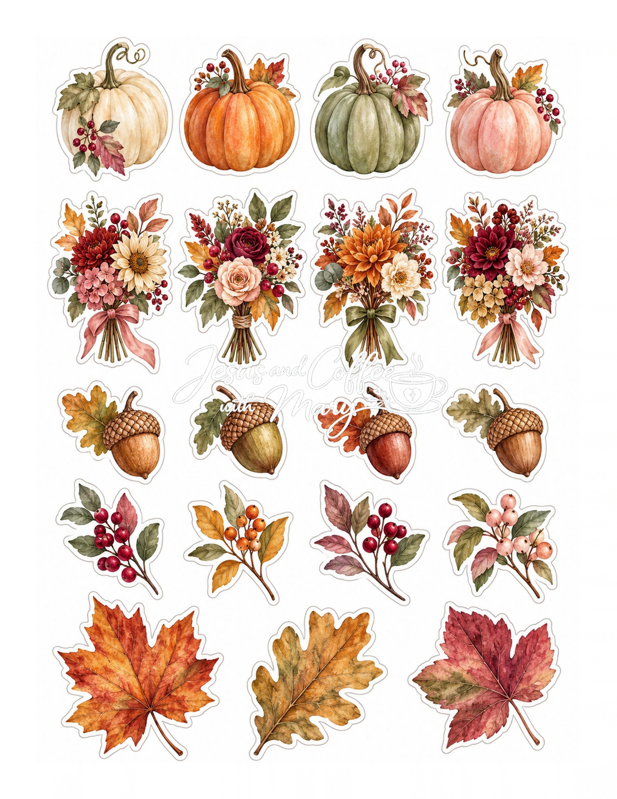 Autumn Printable Paper, Tags & Ephemera | Pumpkin Fall Digital Download