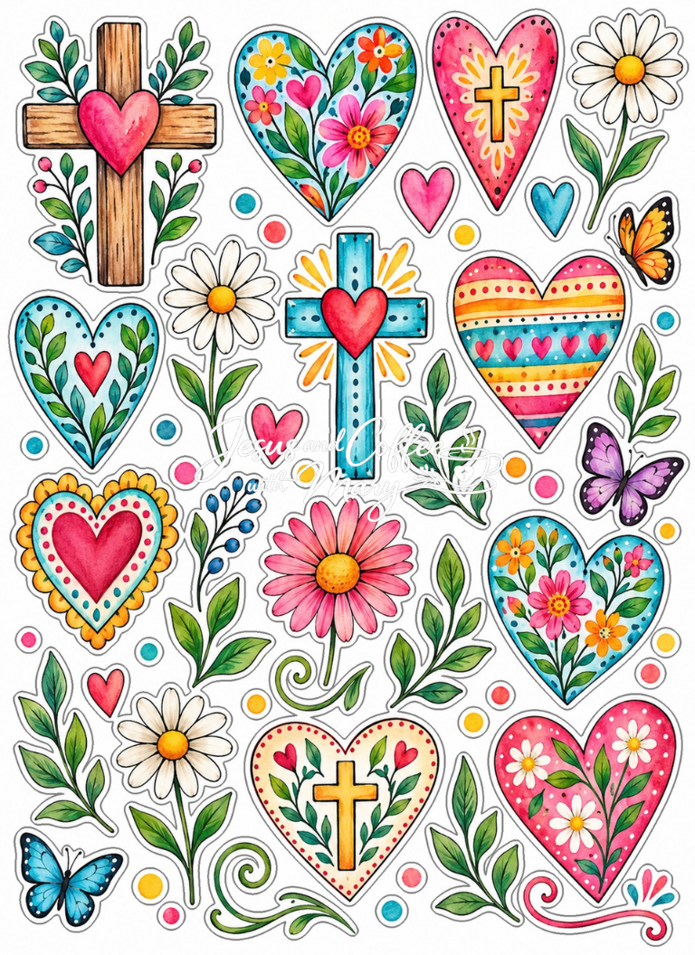 Whimsical Hearts Printable Papers, Tags & Ephemera Set