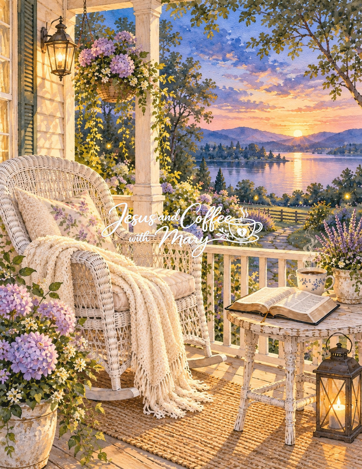 Rocking Chair Front Porch Watercolor Printable Papers - 24 Cozy Designs