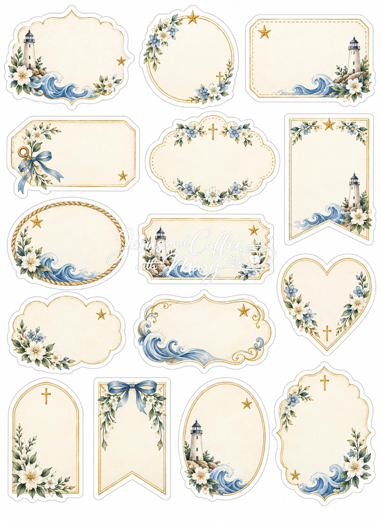 Lighthouse & Water Printable Papers, Tags & Ephemera