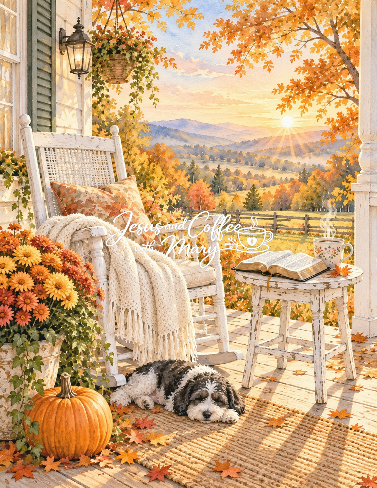 Rocking Chair Front Porch Watercolor Printable Papers - 24 Cozy Designs