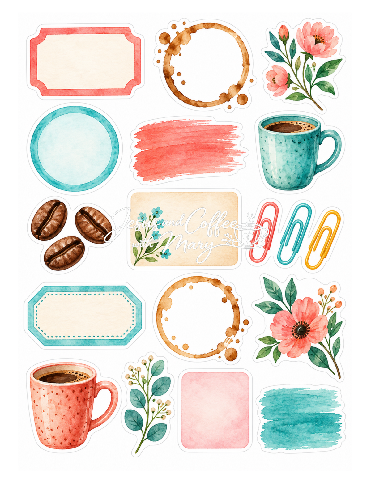Bright & Modern Coffee Paper , Tags & Ephemera Set