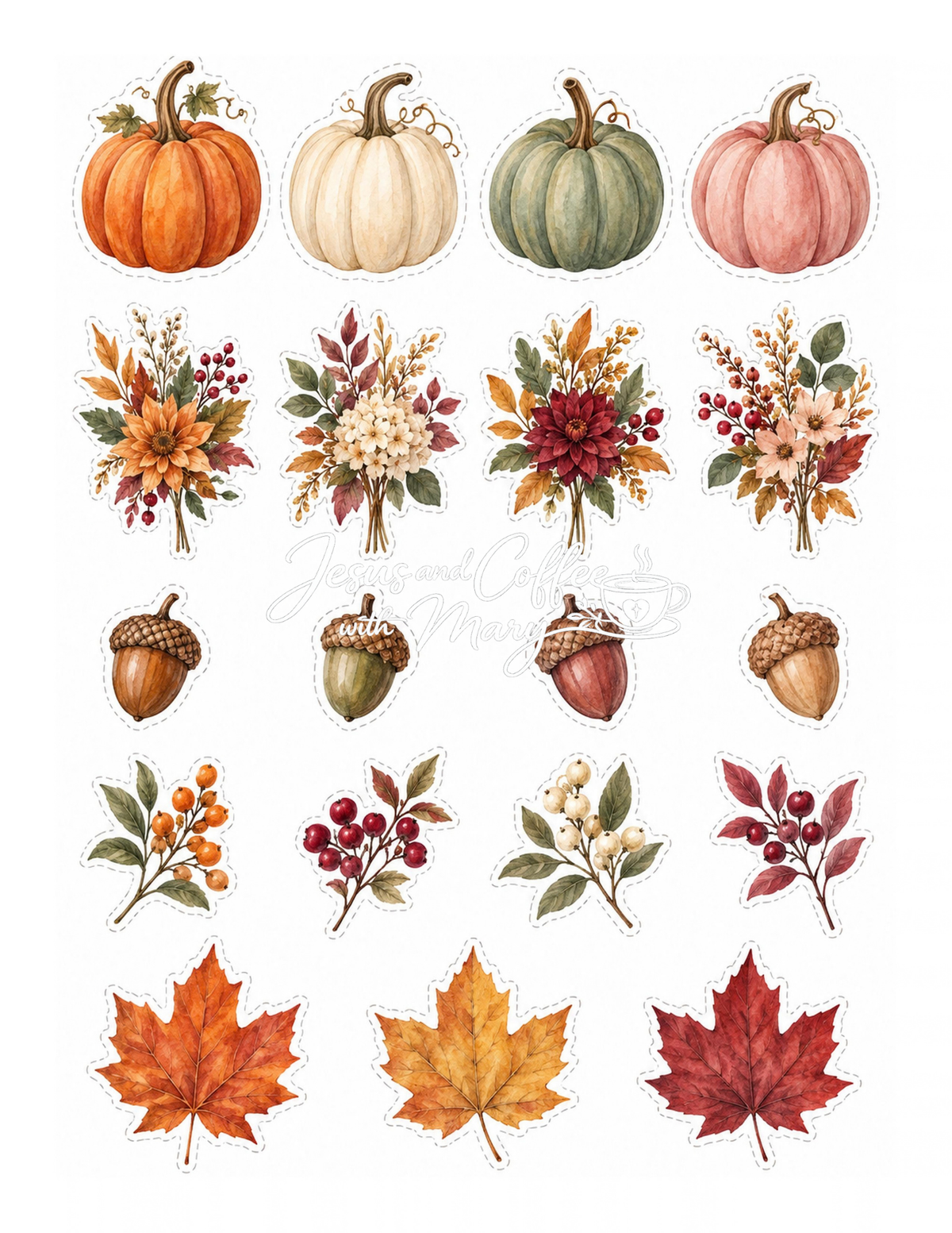 Autumn Printable Paper, Tags & Ephemera | Pumpkin Fall Digital Download