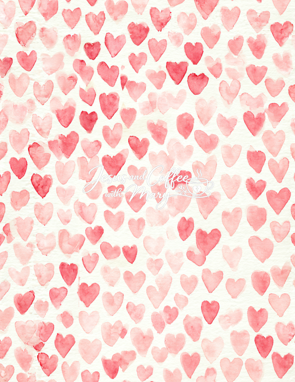 Watercolor Hearts Mega Paper Pack – 44 Printable Digital Papers