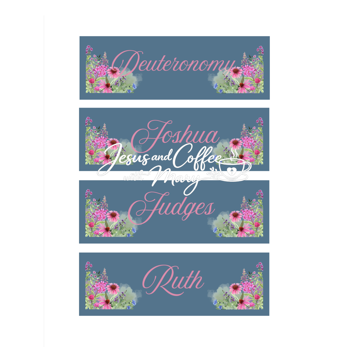 Floral Bible Book Headers | Printable Bible Journaling Set (66 Books)