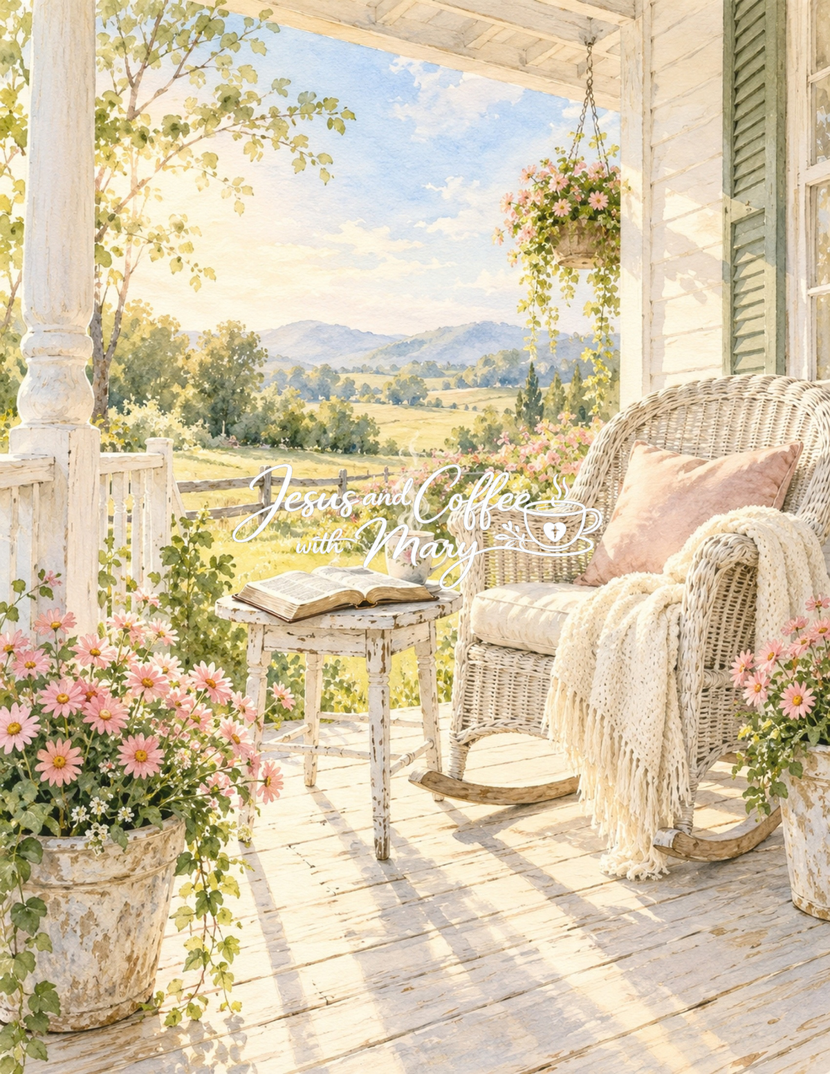 Rocking Chair Front Porch Watercolor Printable Papers - 24 Cozy Designs
