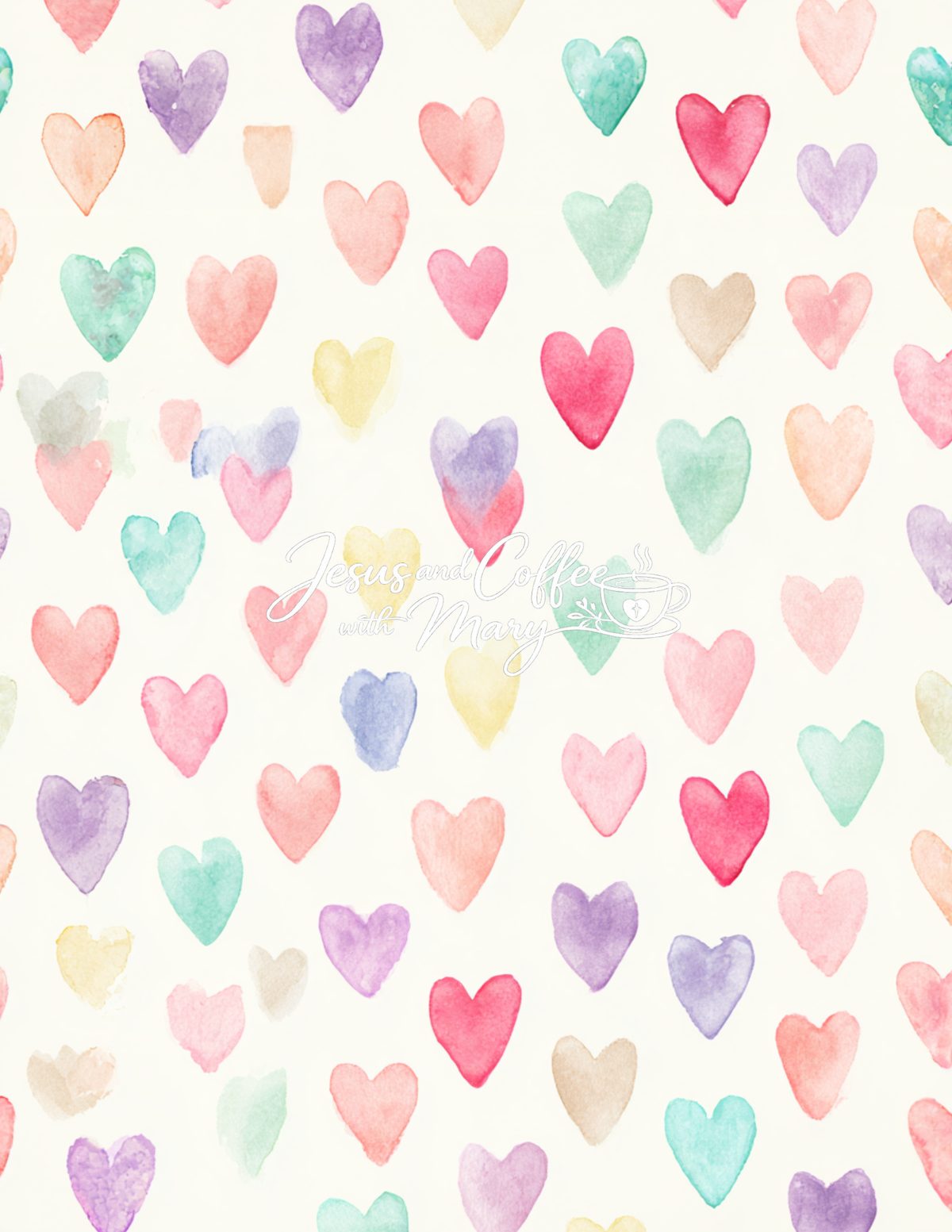 Watercolor Hearts Mega Paper Pack – 44 Printable Digital Papers