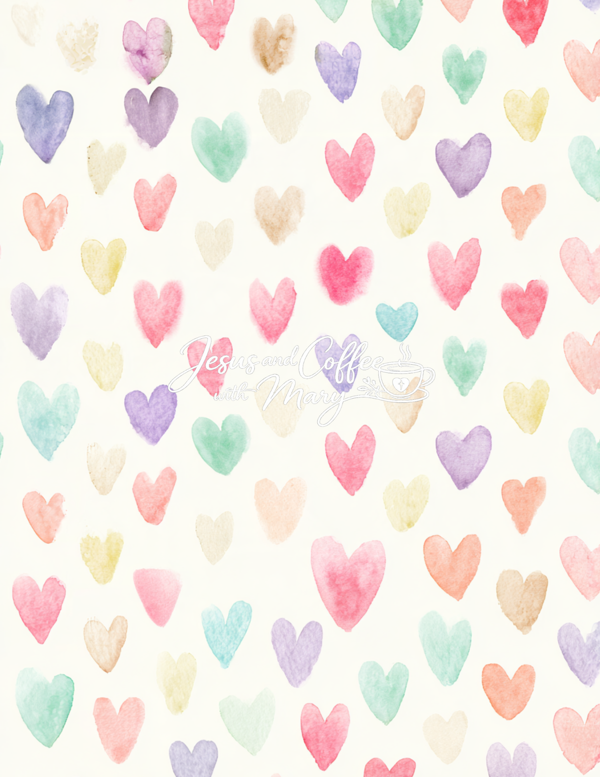 Watercolor Hearts Mega Paper Pack – 44 Printable Digital Papers