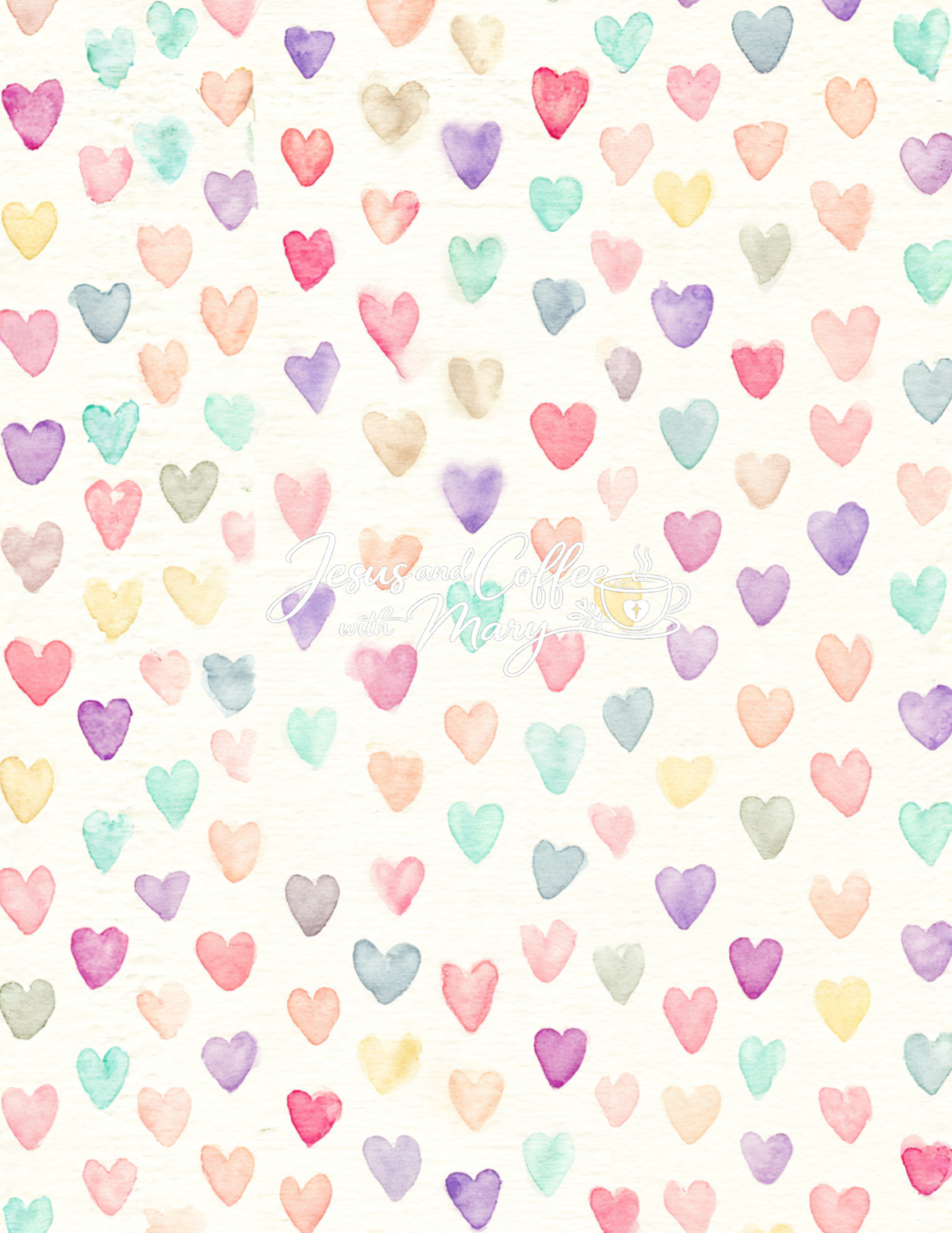 Watercolor Hearts Mega Paper Pack – 44 Printable Digital Papers