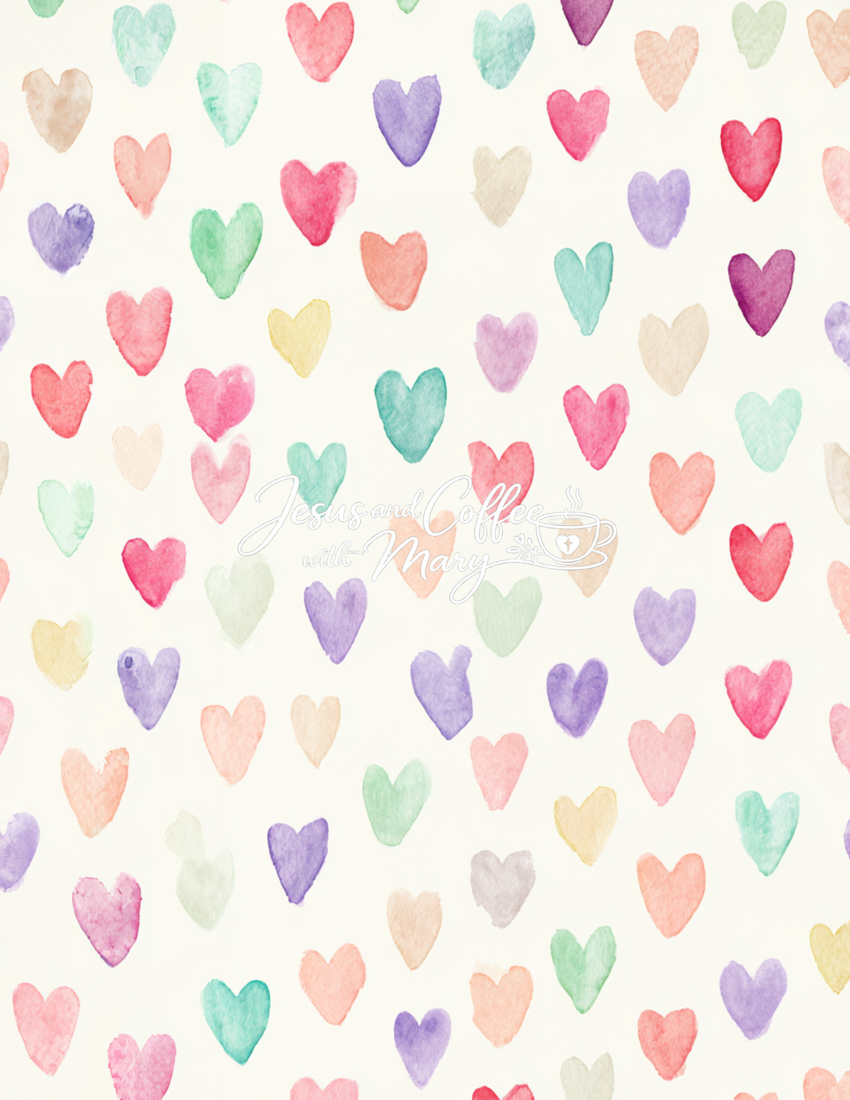 Watercolor Hearts Mega Paper Pack – 44 Printable Digital Papers