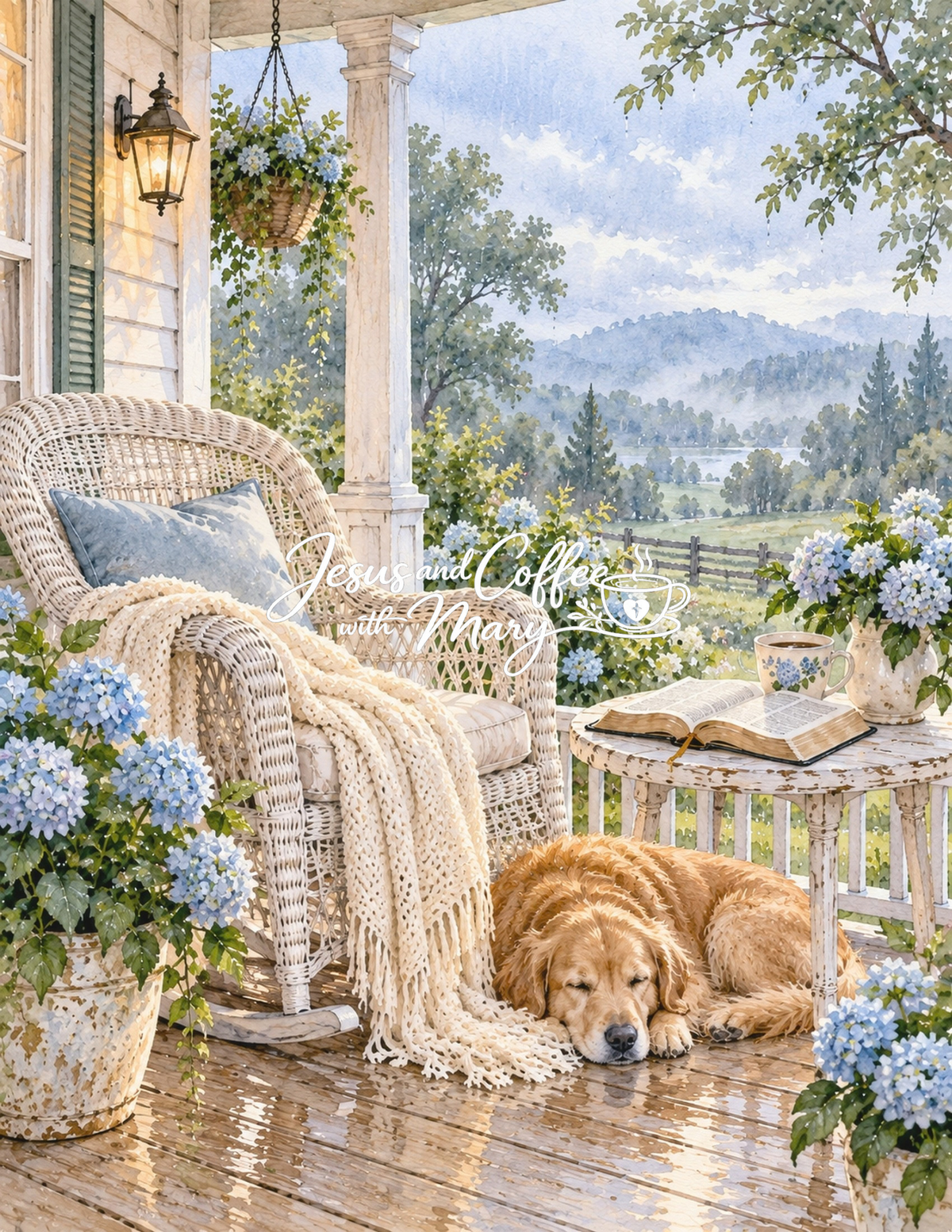 Rocking Chair Front Porch Watercolor Printable Papers - 24 Cozy Designs