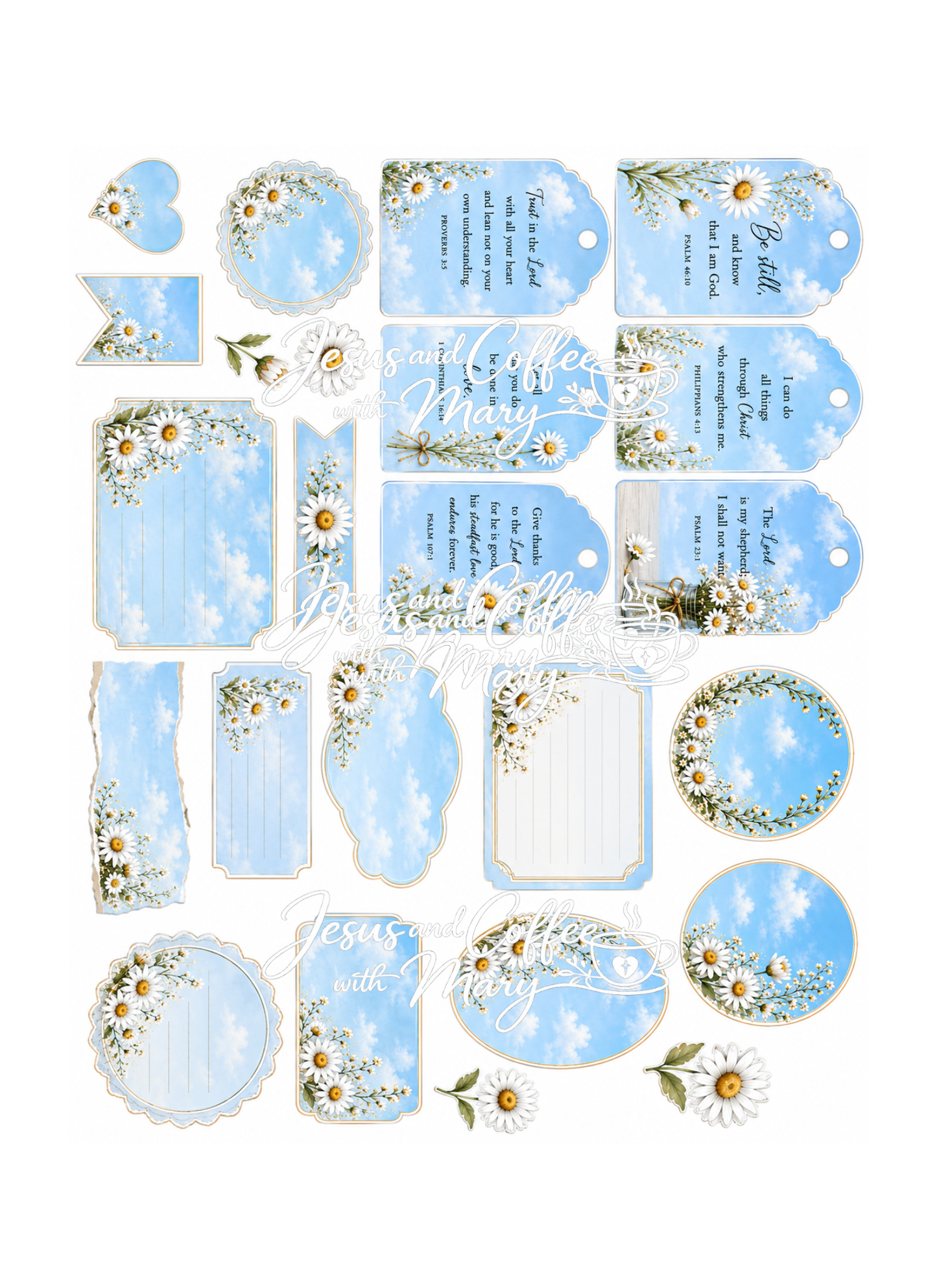 HUGE Daisy Bible Tip-Ins | Printable Bible Journaling PDF