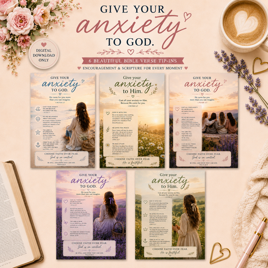 Anxiety Bible Tip-Ins | Printable Bible Journaling PDF