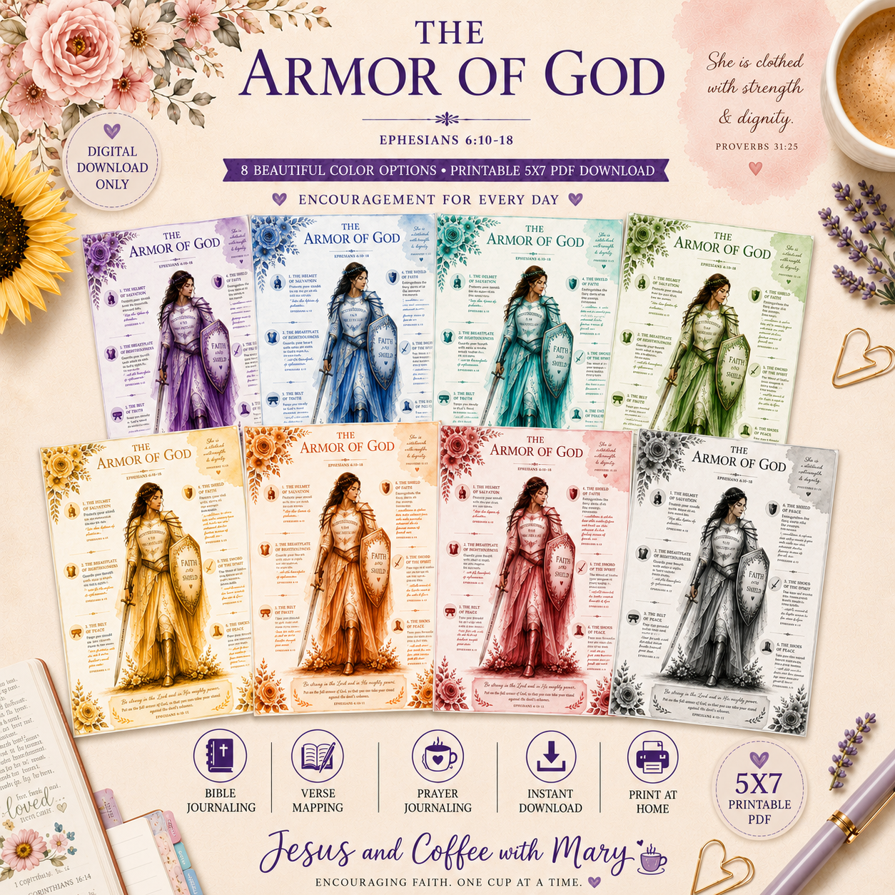 Armor of God Bible Tip-In | Printable Bible Journaling PDF