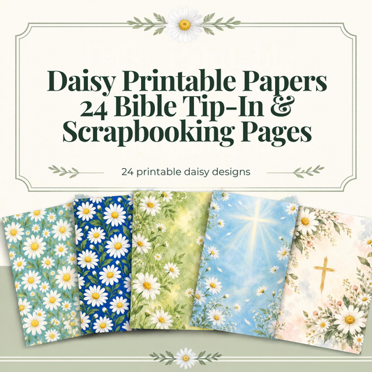 Daisy Printable Papers | 24 Bible Tip-In & Scrapbooking Pages