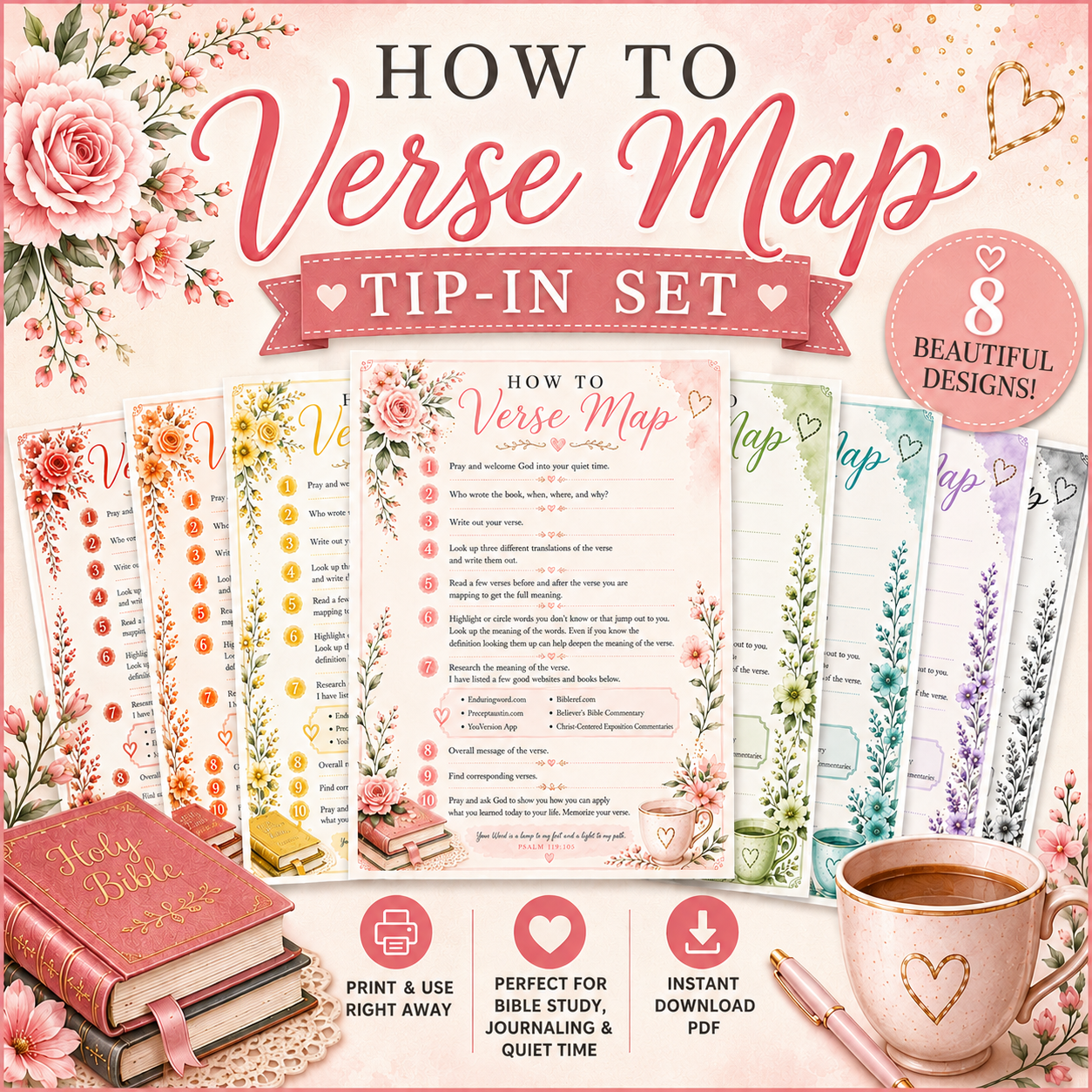 How to Verse Map Tip-In Set | Printable Bible Journaling PDF