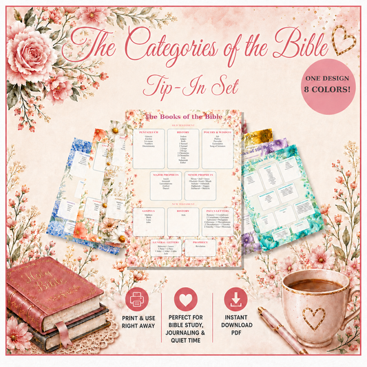 Categories of the Bible Printable Tip-In Set | Bible Study Guide in 8 Colors