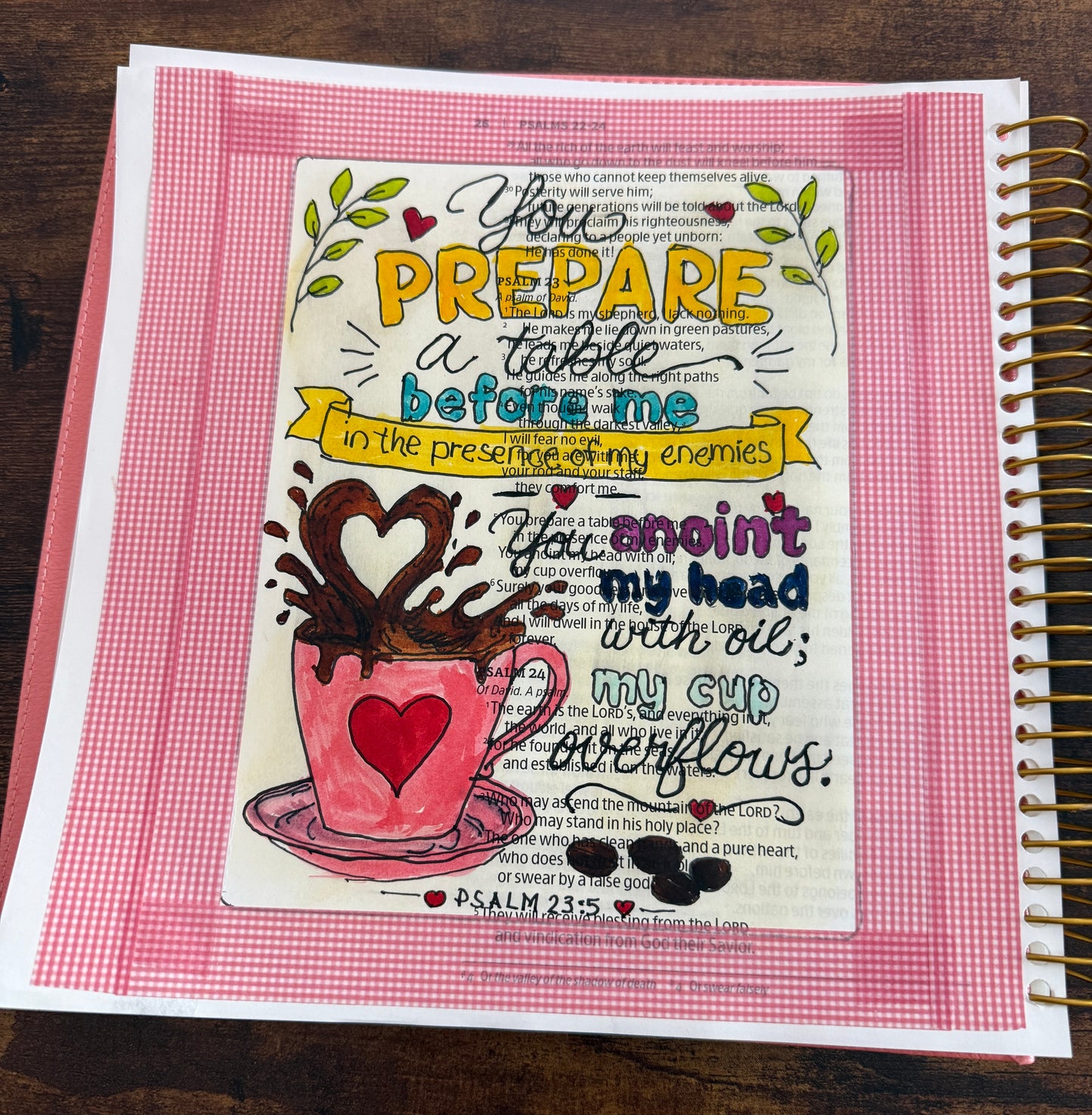 Psalm 23:5 Bible Journaling Traceable Printable | My Cup Overflows