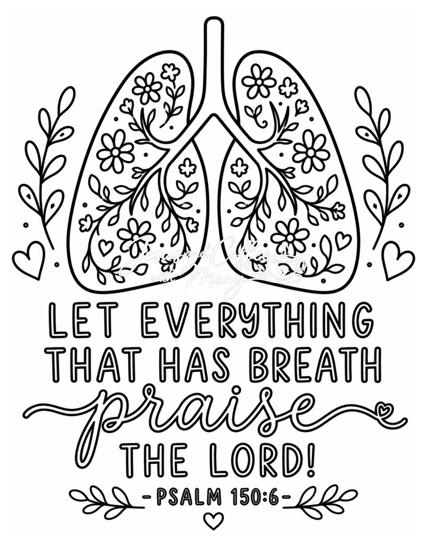 Psalm 150:6 Bible Journaling Traceable | Printable Christian Coloring & Bible Journal Page PDF