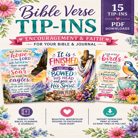 Beautiful Watercolor Bible Tip-Ins Set 2 | Printable Bible Journaling PDF
