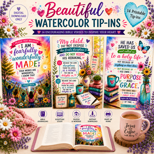 Beautiful Watercolor Bible Tip-Ins Set 1 | Printable Bible Journaling PDF