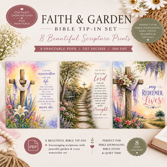 Faith & Garden Bible Tip-Ins | Printable Bible Journaling PDF
