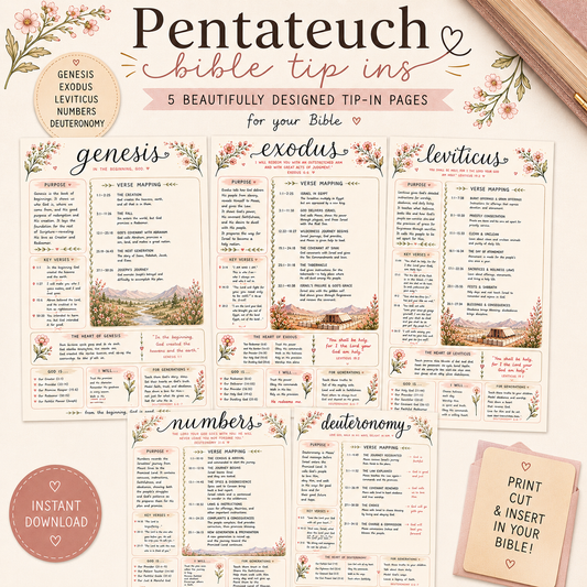 Pentateuch Bible Tip-Ins | Printable Bible Journaling PDF